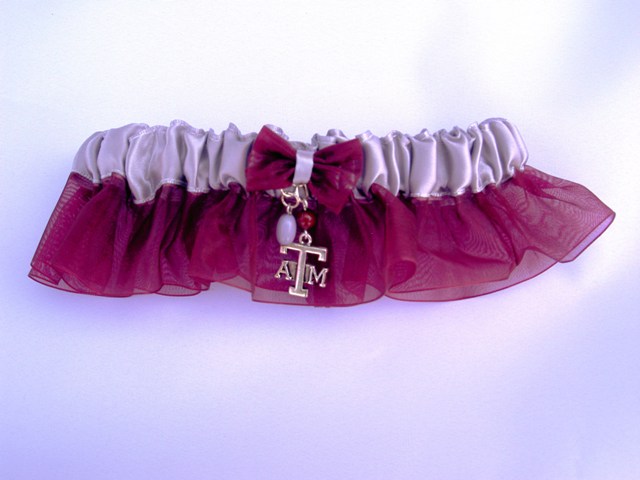 Texas A & M University Inspired Garter with Licensed Collegiate Charm