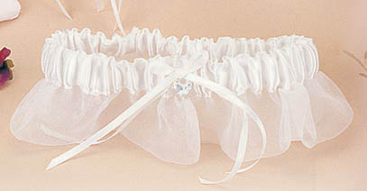 Organza Crystal Heart Garter