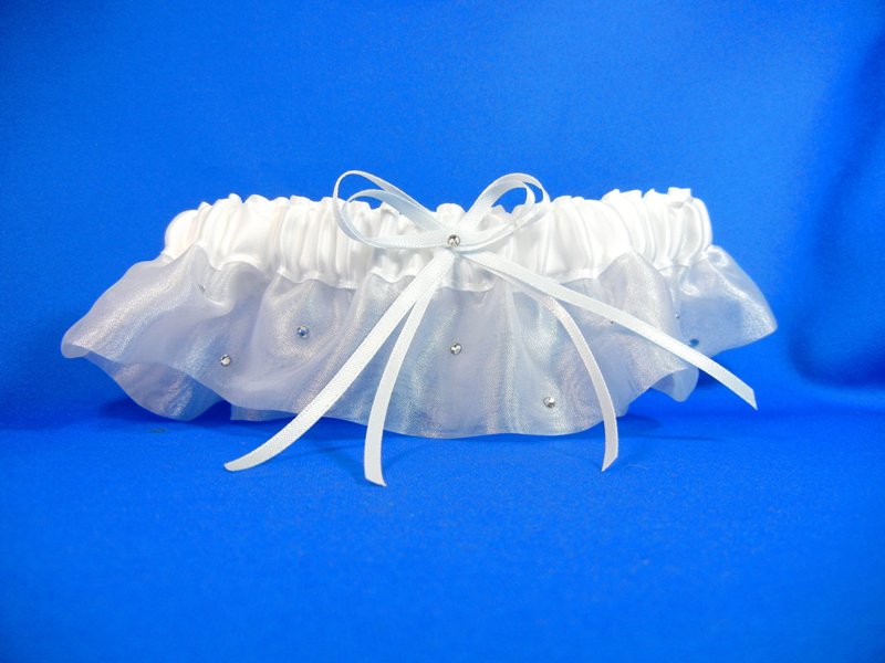 Organza Garter w/ Crystals