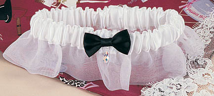 Organza Garter w/ Black Bow Tie