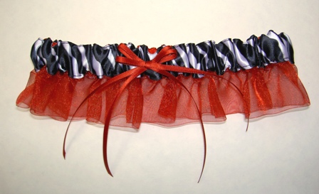 Zebra/Red Organza Garter-SPECIAL