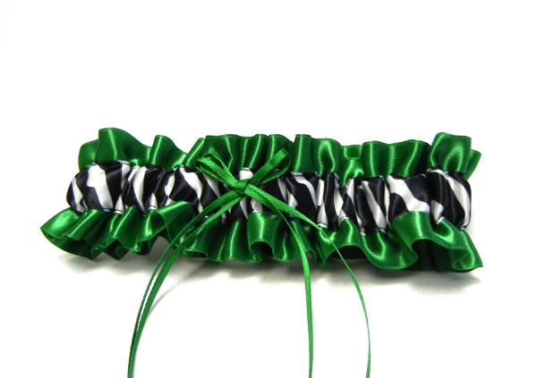 Emerald Green Satin Zebra Garter