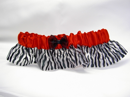 Zebra Garter w/ Red Satin Band