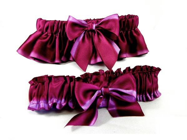 Hand-dyed Cabernet Silk Satin Garter