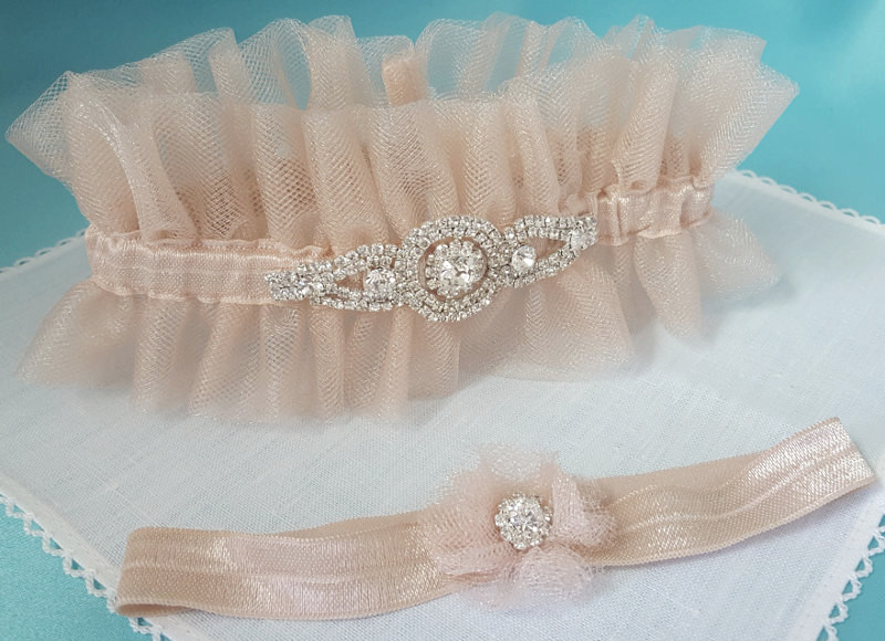 Rose Gold Tulle Garter