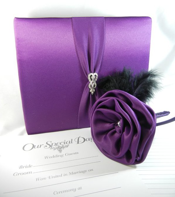 Satin Guest Book with Brooch