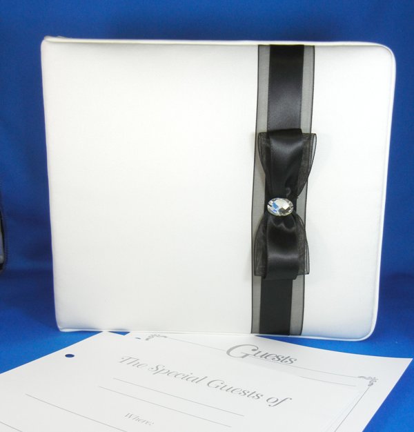 Satin Guest Book w/ Black Bow