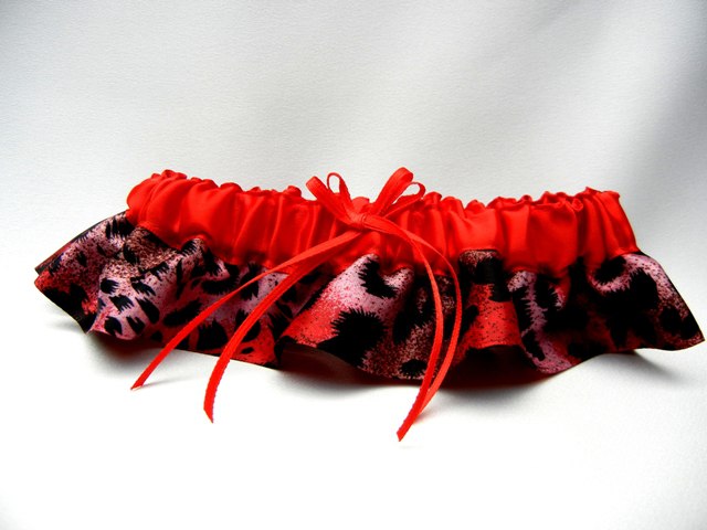 Red Satin Animal Print Garter