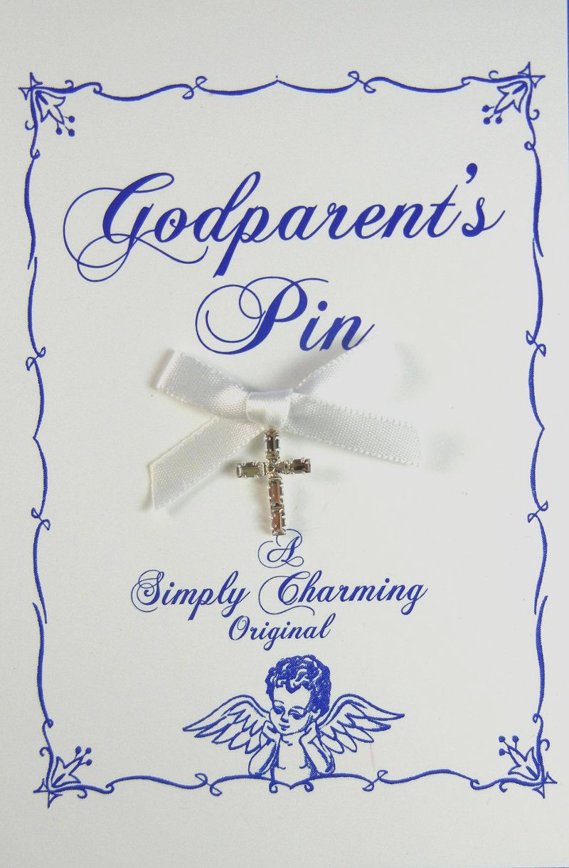 Godparent pin with crystal cross