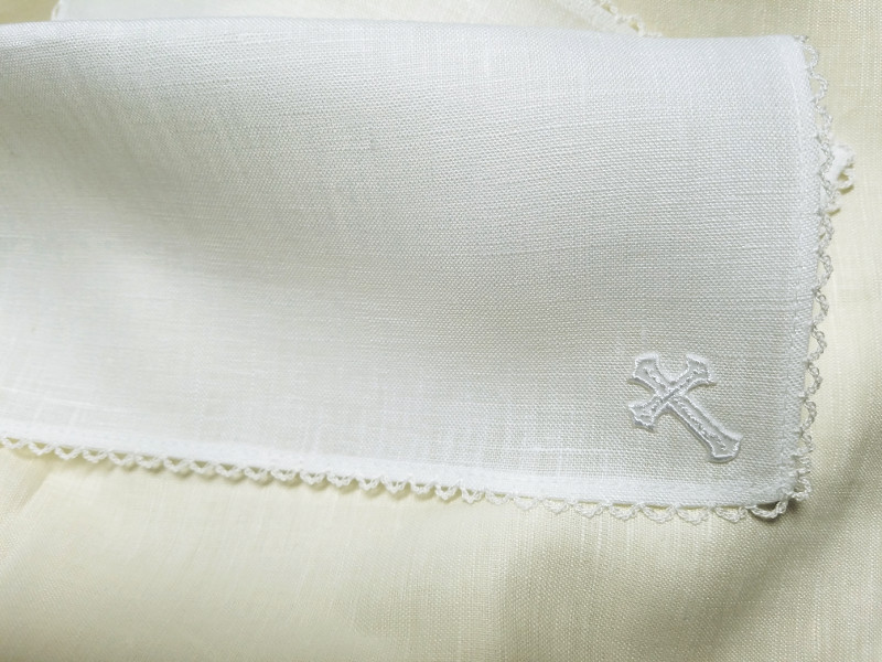 Irish Linen Hanky with Cross