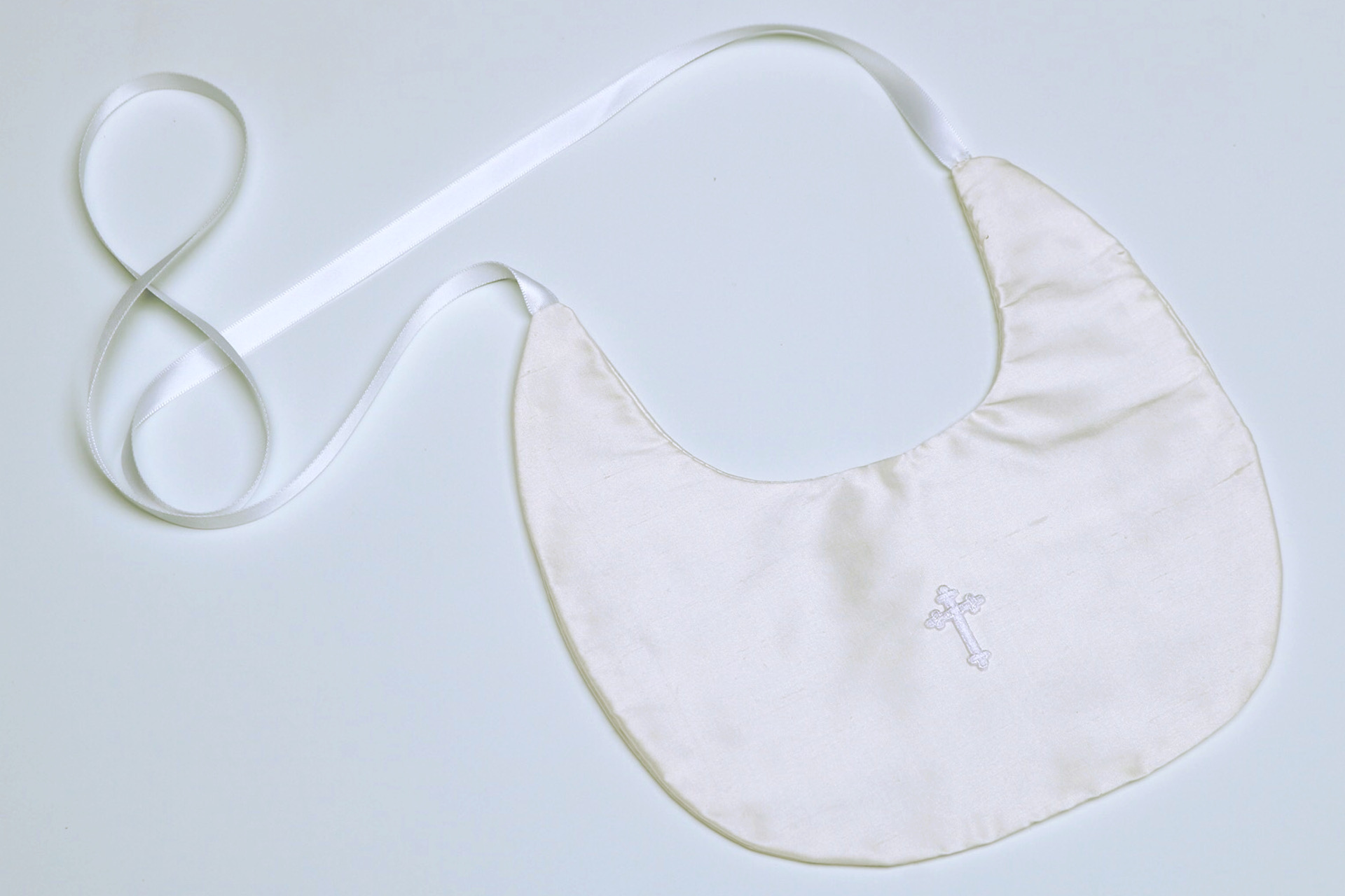 Silk Baby Bib with Cross-Boy