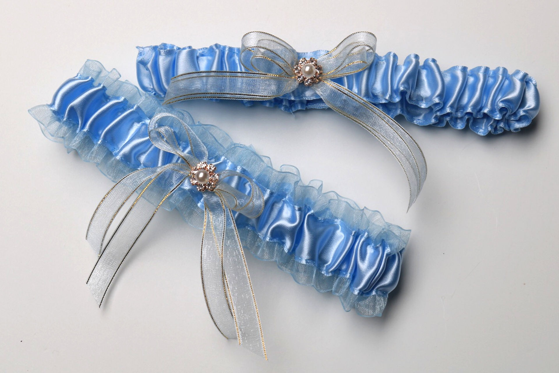 Double Ruffle Light Blue Garter Set