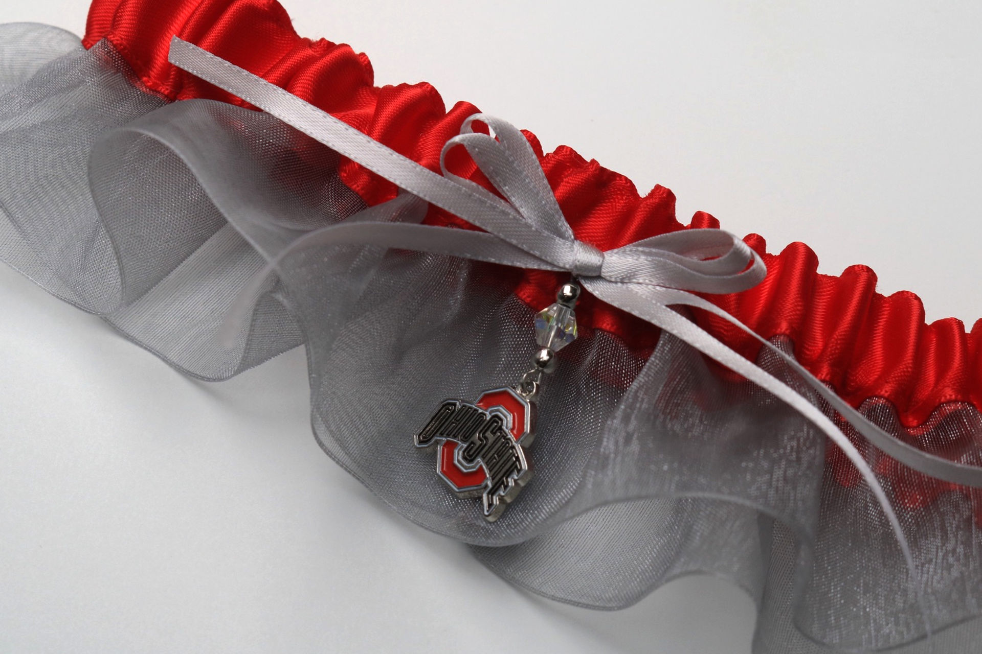 Ohio State University Inspired Garter with Licensed Collegiate Charm