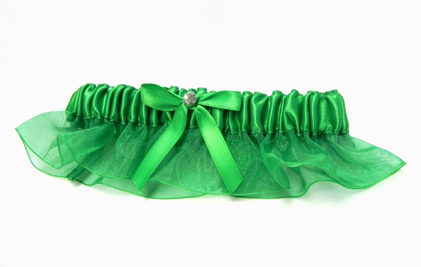 Emerald Green Prom Garter with Crystal Applique