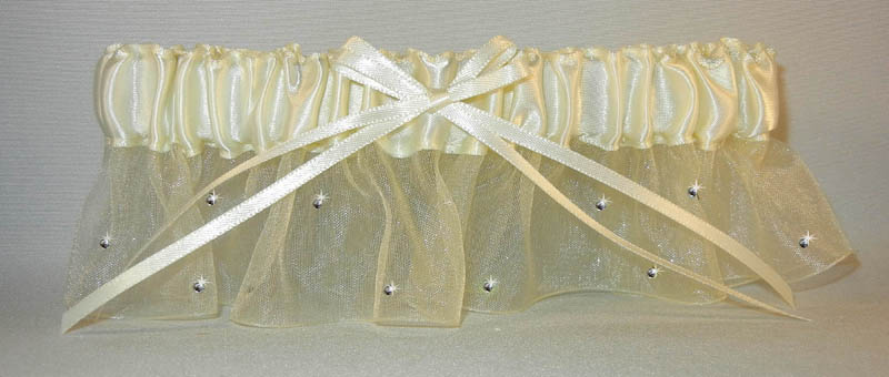 Ivory prom garter with Crystals