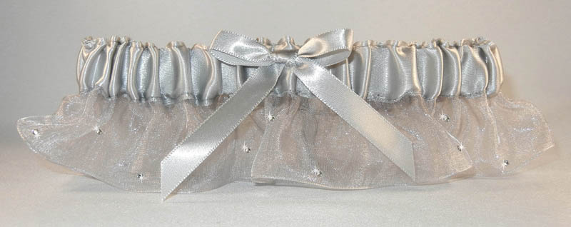 Silver prom garter with Crystals
