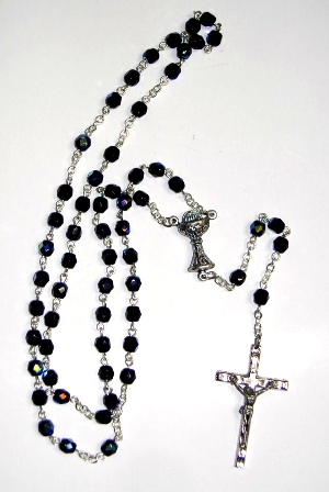 Black Onyx Rosary w/ Silver Cross