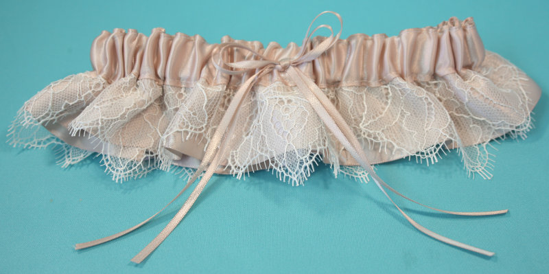 Chantilly Lace and Rose Gold Satin Garter
