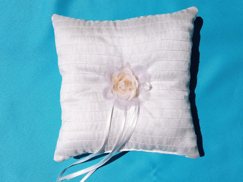 Silk Organza Iridescent Striped Ring Pillow