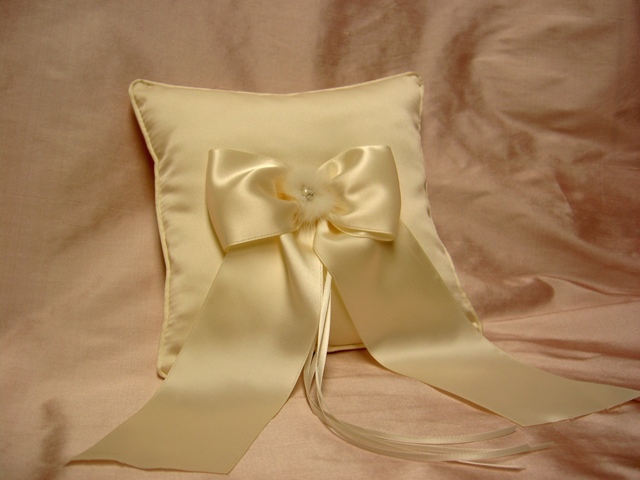 Ivory Satin Mink Ring Pillow