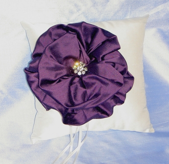 Silk Ring Pillow w/ Plum Flower
