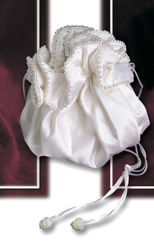 Silk Satin Pouch with Pearl Trim
