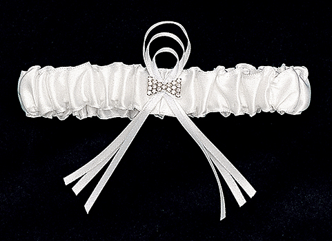 Satin Band Garter with Crystal Bow Tie