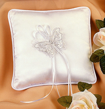 Ring Pillow, Satin Large Butterfly