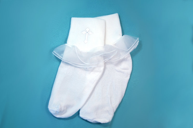 Girl&#39;s First Communion Socks With Cross