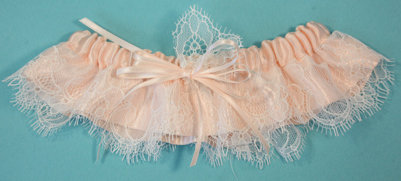 Chantilly Lace and Blush Satin Garter