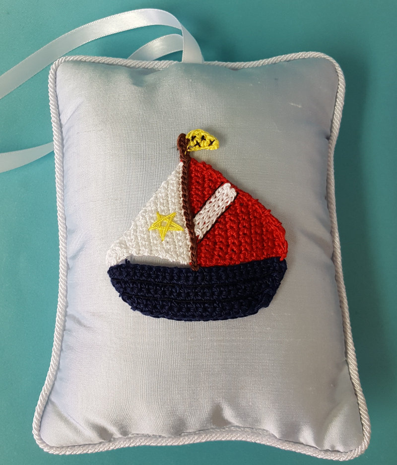 Door Hanger Pillow with Blue Sailboat