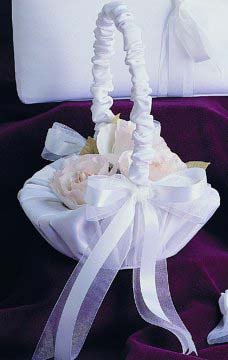 Satin & Organza Flower Girl Basket With Bows
