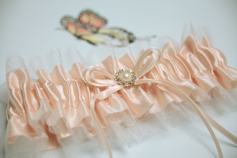 Blush Tule and Satin Garter