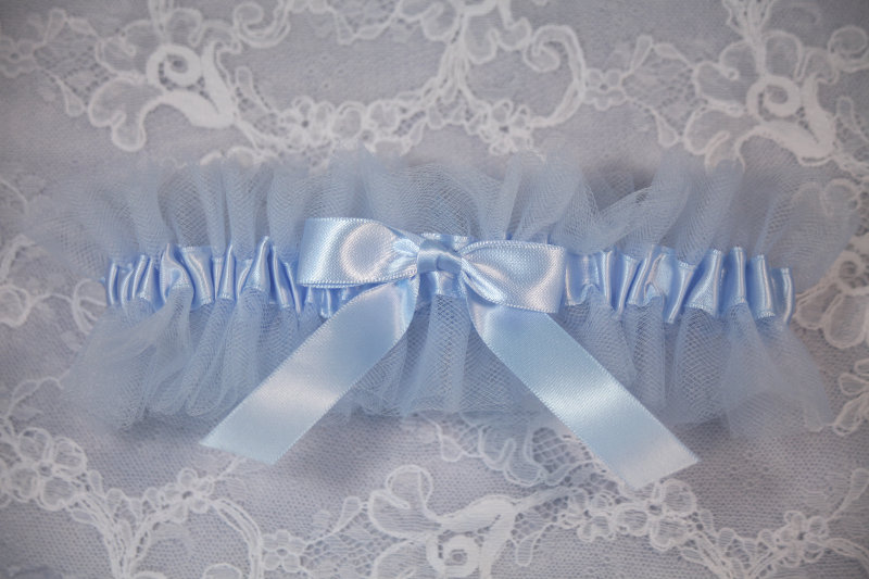 Blue Tulle Garter With Blue Satin