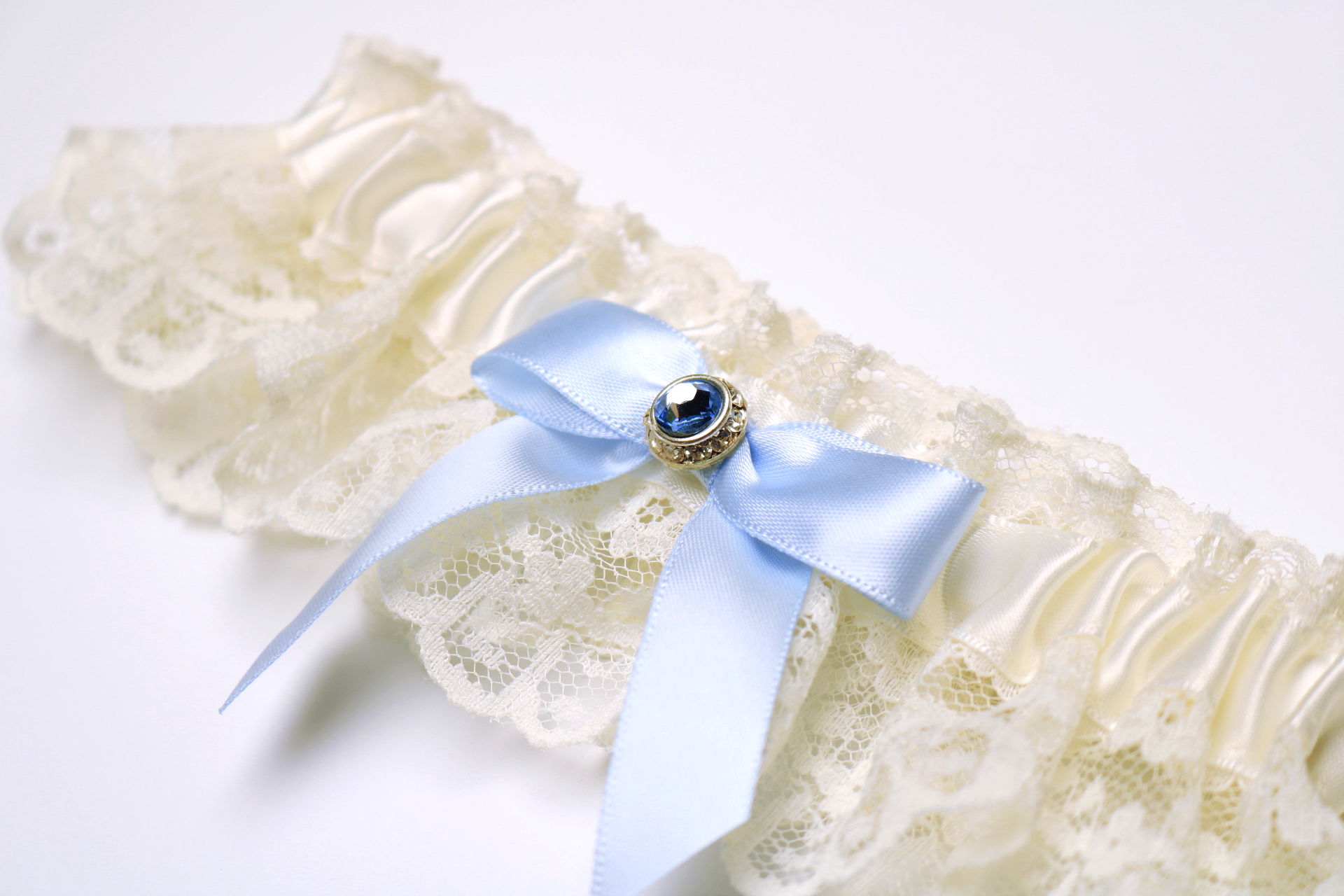 Antique White Lace Garter w/ Blue