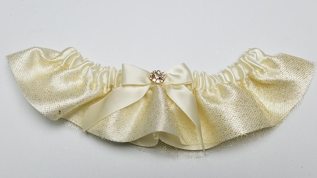 Ivory & Gold Tulle Garter