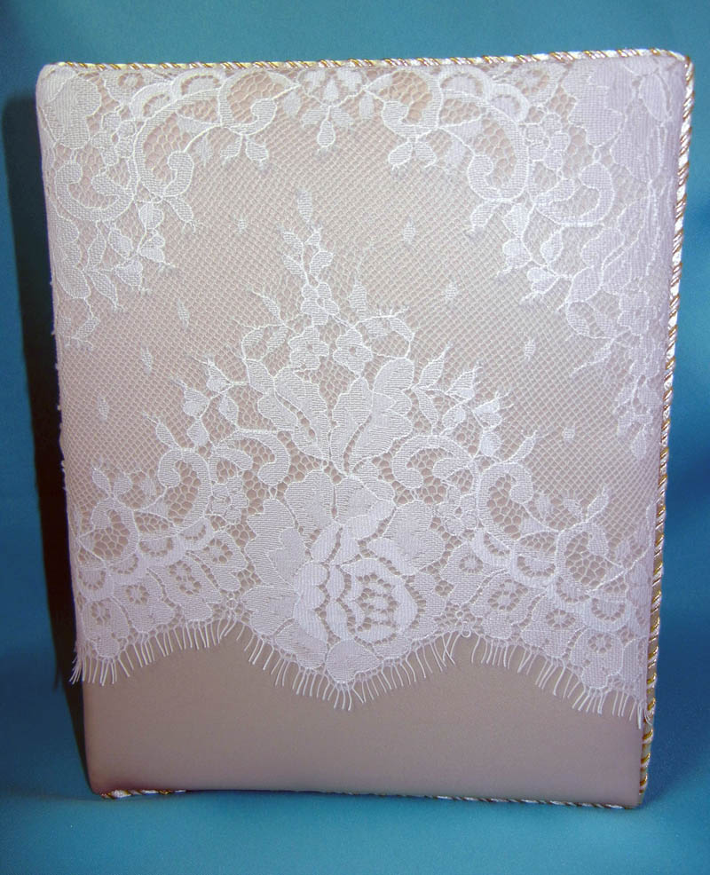 Champagne Satin Photo Album with lace overlay