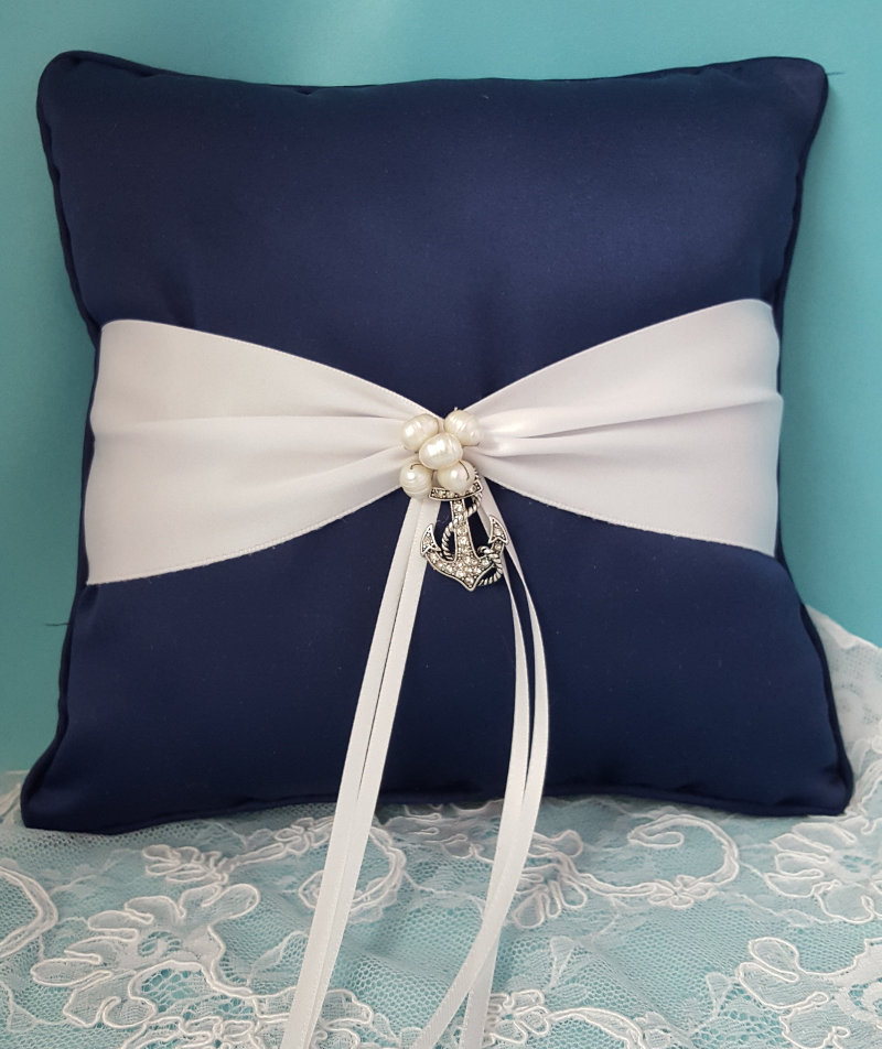 Navy Ring Pillow w/ Anchor