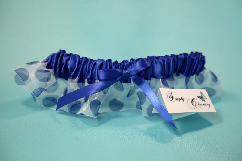 Royal Blue Big Polka Dot Garter