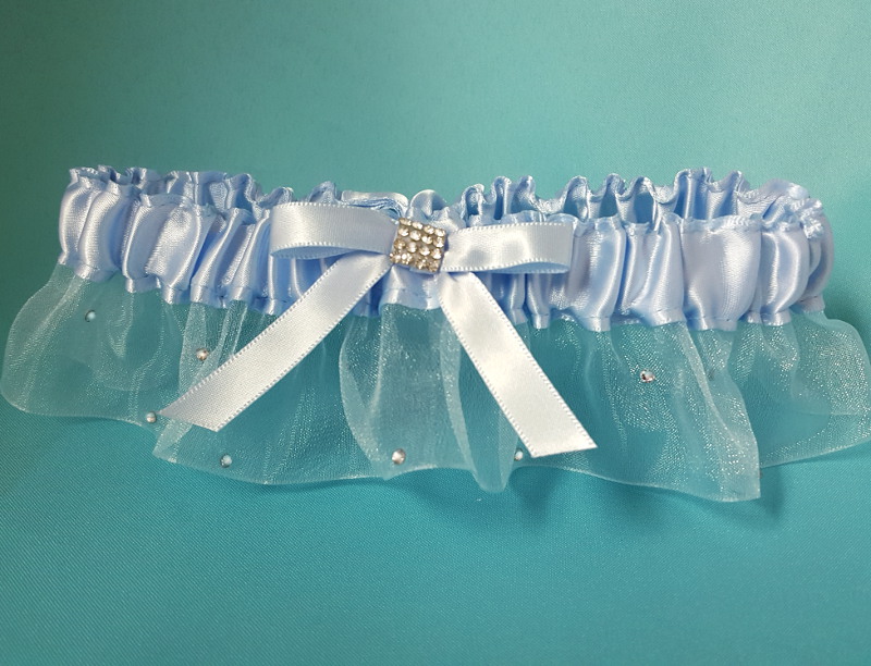 Light Blue Garter With Crystals