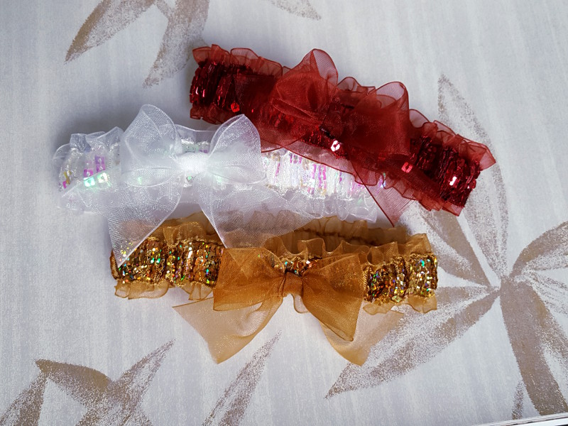 Double Ruffle Sequin Garter (Set of Three)