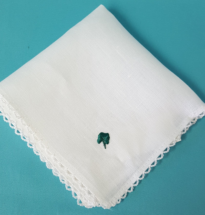 Irish Linen Hanky with Shamrock