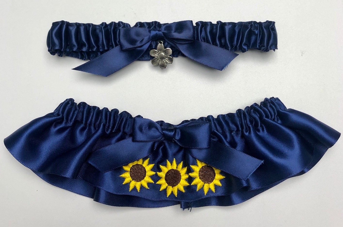 Navy Sunflower Garter Set